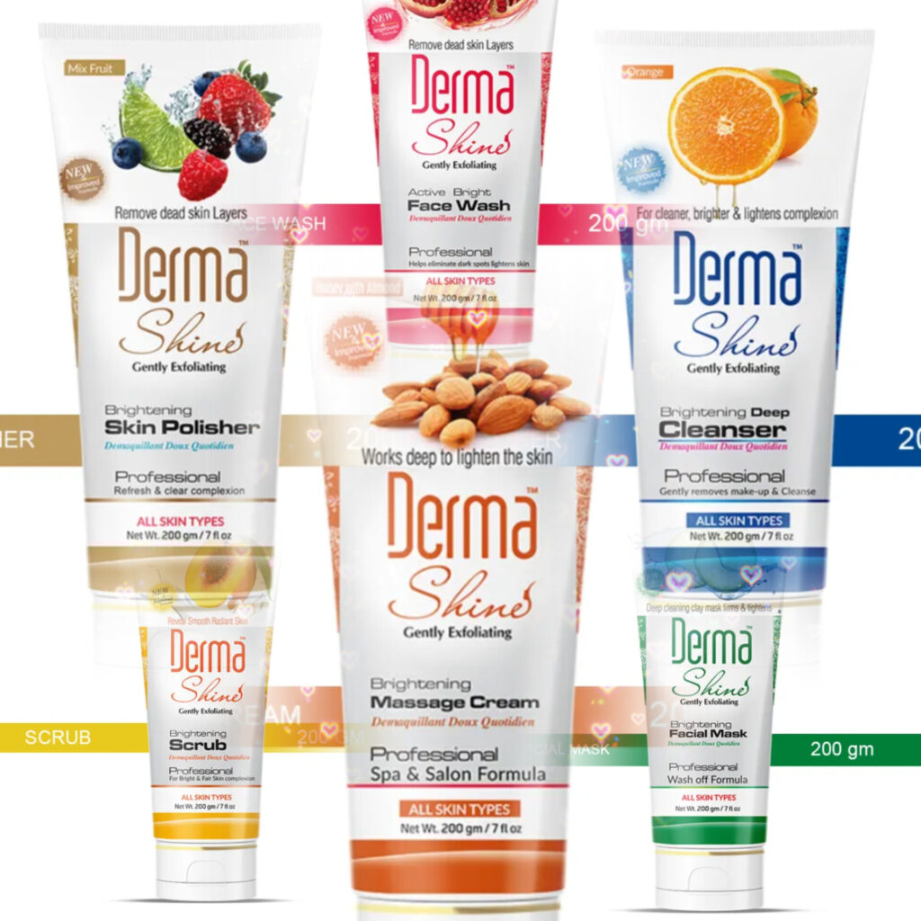 Before and after glow results after using Derma Shine Fruit Facial Kit at home in Pakistan"